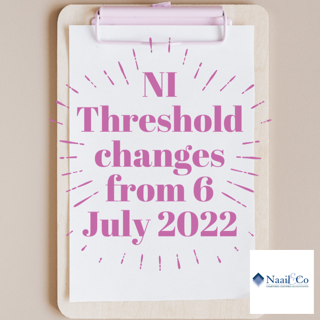 NI Threshold changes from 6 July 2022
